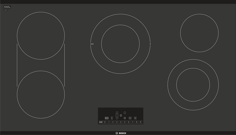 Bosch 800 Series 36-in 5 burners Smooth surface Black Electric Cooktop with Bridge Element