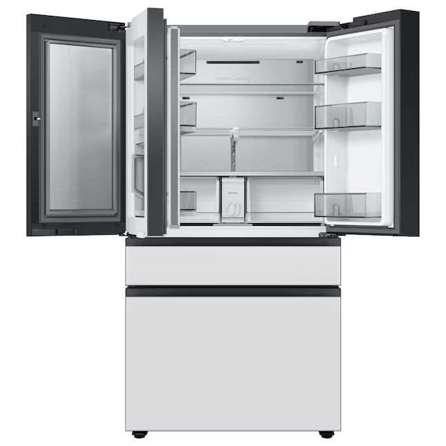 Samsung Bespoke Standard-Depth Beverage Center 28.8-cu ft 4-Door French Door Refrigerator with Dual Ice Maker with Water Dispenser (Morning Blue with White Glass Panels), RF29BB86004M *BG, MSRP: $3,399.00, FINAL PRICE: $1,499.99 + TAX