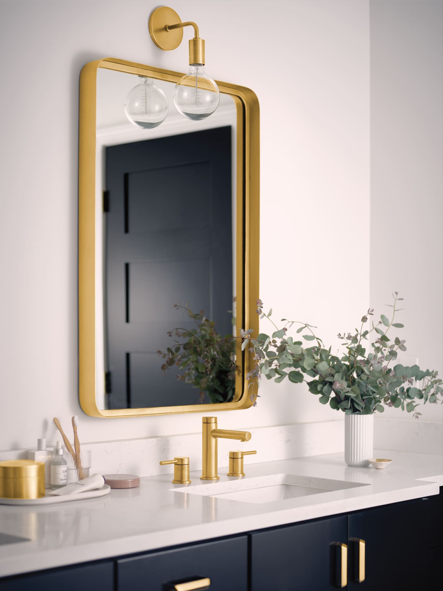 Moen Align Brushed Gold Widespread 2-handle WaterSense High-arc Residential Handle Bathroom Sink Faucet with Drain