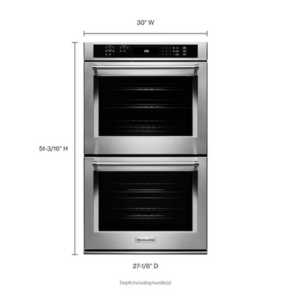 KitchenAid 30-in Double Electric Wall Oven with Self-Cleaning (Stainless Steel) - True Convection (Upper Oven), KODE300ESS *JR2503