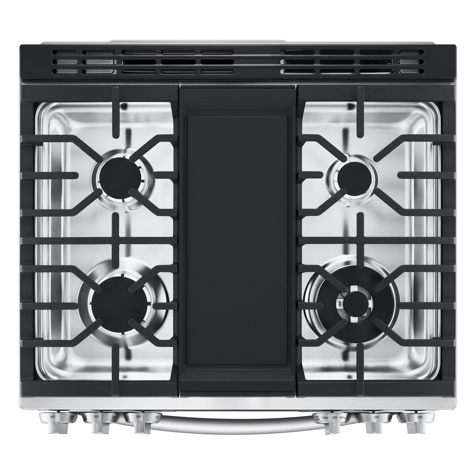 LG 30-in Standard 5 burners Air Fry Convection Oven Slide-In Dual Fuel Range ( PrintProof Stainless Steel )
