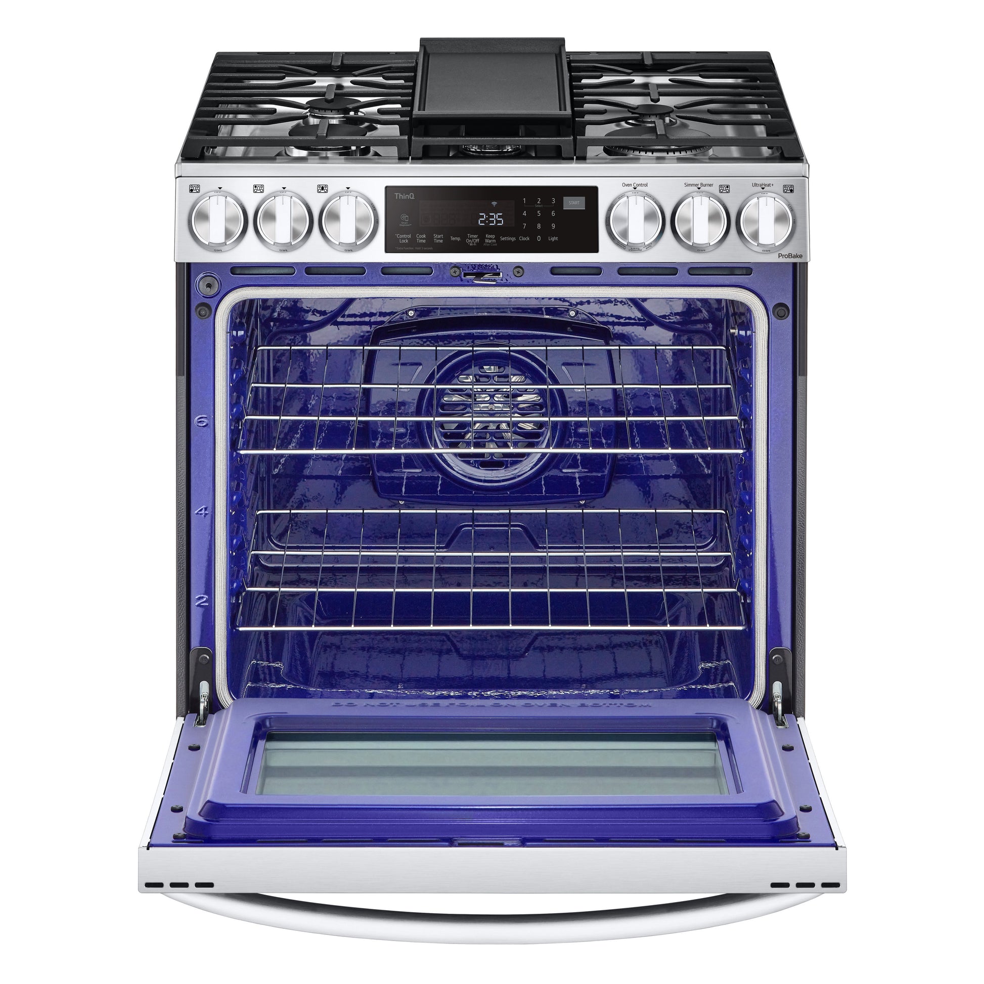 LG 30-in Standard 5 burners Air Fry Convection Oven Slide-In Dual Fuel Range ( PrintProof Stainless Steel )