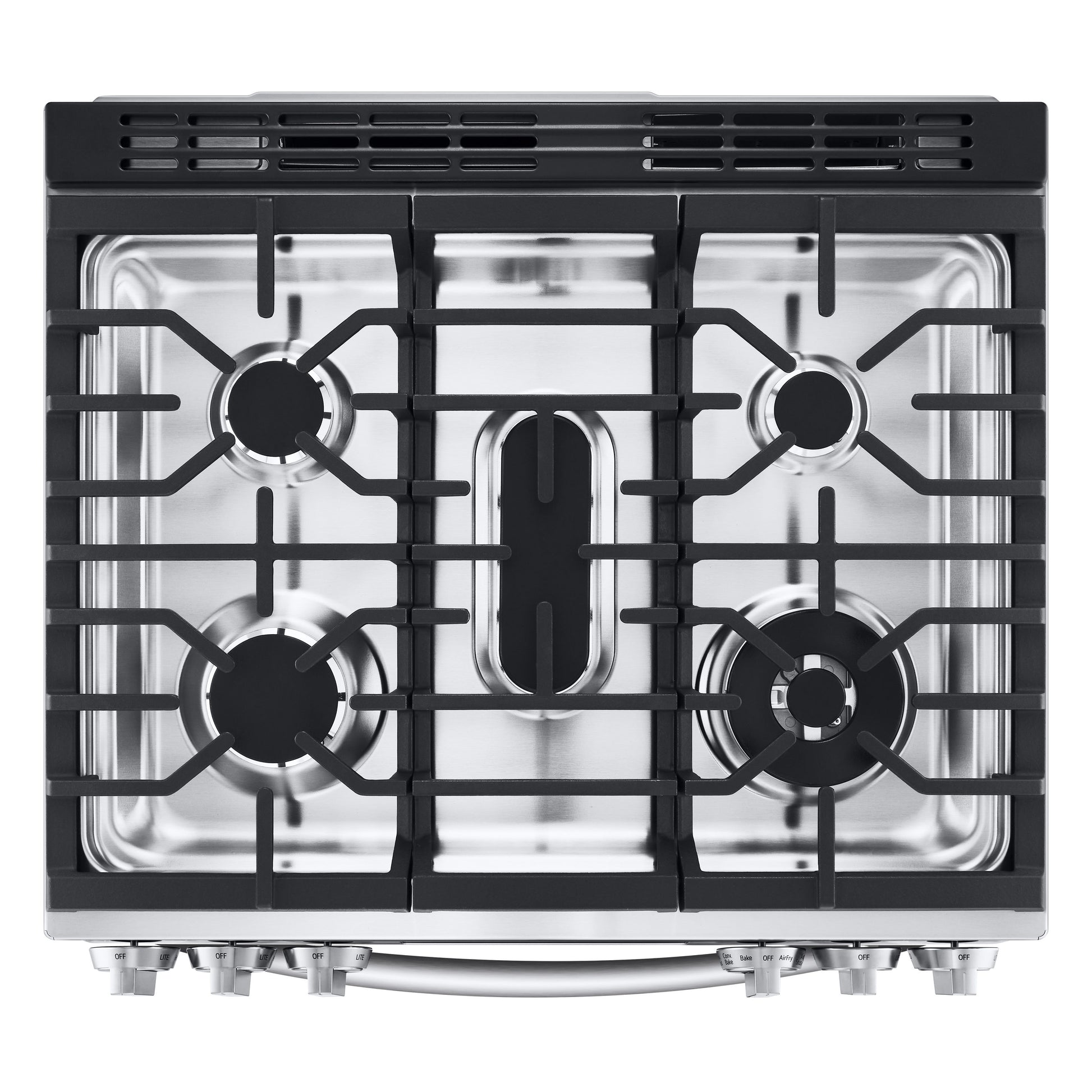 LG 30-in Standard 5 burners Air Fry Convection Oven Slide-In Dual Fuel Range ( PrintProof Stainless Steel )