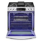 LG 30-in Standard 5 burners Air Fry Convection Oven Slide-In Dual Fuel Range ( PrintProof Stainless Steel )