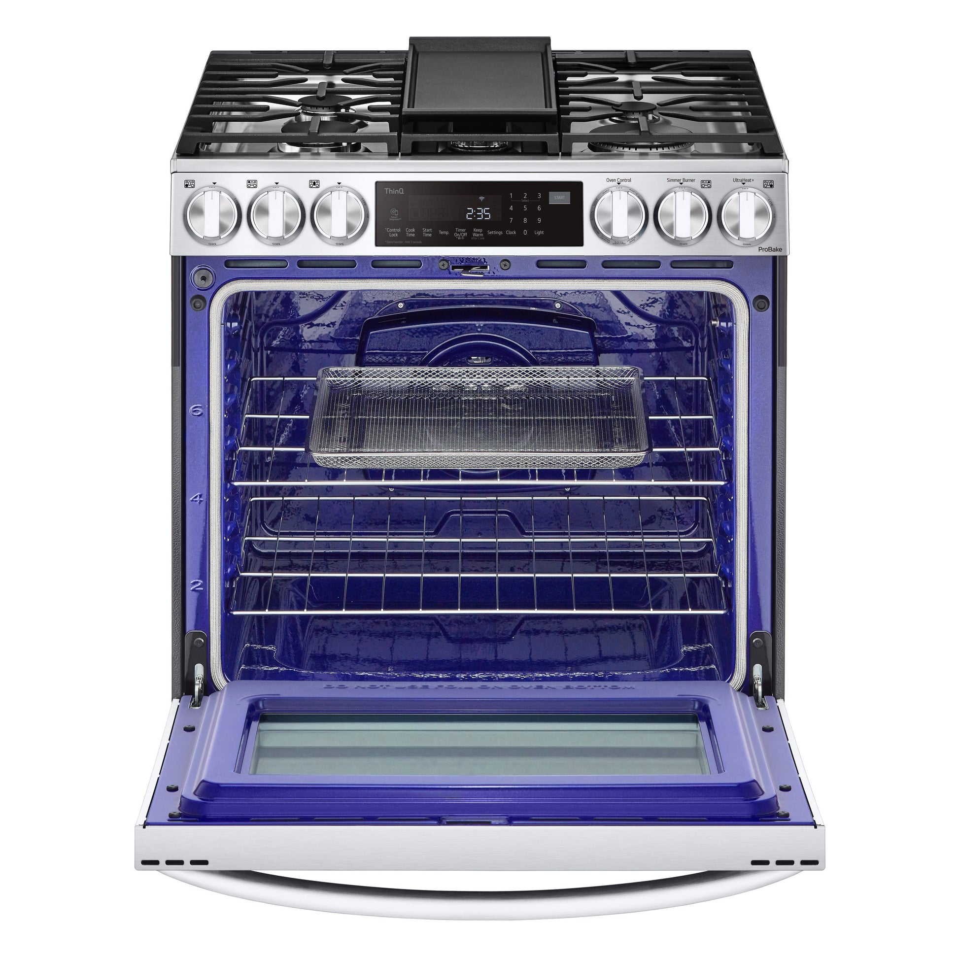 LG 30-in Standard 5 burners Air Fry Convection Oven Slide-In Dual Fuel Range ( PrintProof Stainless Steel )