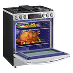 LG 30-in Standard 5 burners Air Fry Convection Oven Slide-In Dual Fuel Range ( PrintProof Stainless Steel )