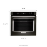 KitchenAid 30-in Single Electric Wall Oven Single-fan Self-cleaning (Black Stainless with Printshield Finish)