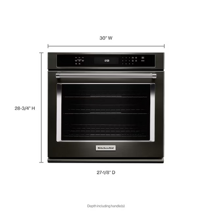 KitchenAid 30-in Single Electric Wall Oven Single-fan Self-cleaning (Black Stainless with Printshield Finish)