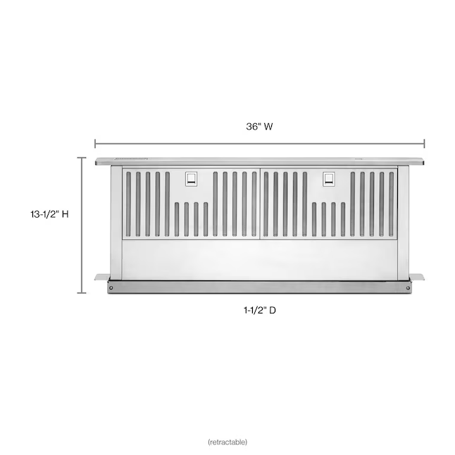 KitchenAid 36-in Telescoping Stainless Steel Ducted Downdraft Range Hood, KXD4636YSS/7 *JR2508, Retail: $1,729.00, FINAL PRICE: $899.99 + TAX