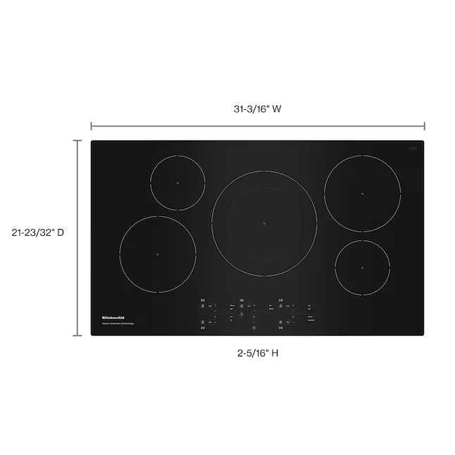 KitchenAid 36-in 5 burners Black Induction Cooktop, KCIG556JBL *JR2510, Retail: $2,449.00, FINAL PRICE: $1,399.99 + TAX