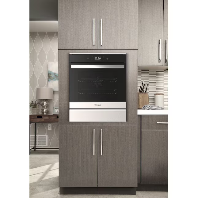 Whirlpool 24-in Smart Compatible Single Electric Wall Oven Single-fan and Self-cleaning (Fingerprint Resistant Stainless Steel), WOS52ES4MZ/03 *HD2509, Retail: $2,399.00, FINAL PRICE: $1,399.99 + TAX