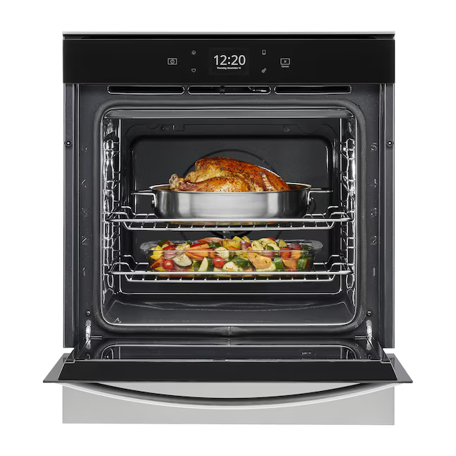 Whirlpool 24-in Smart Compatible Single Electric Wall Oven Single-fan and Self-cleaning (Fingerprint Resistant Stainless Steel), WOS52ES4MZ/03 *HD2509, Retail: $2,399.00, FINAL PRICE: $1,399.99 + TAX