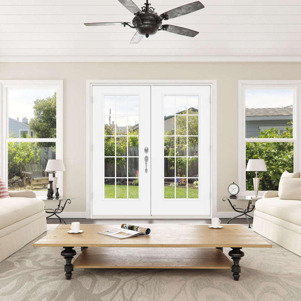 Steel Right-hand inswing French Patio Door with Low-E Glass with Grilles (Brickmould Included)