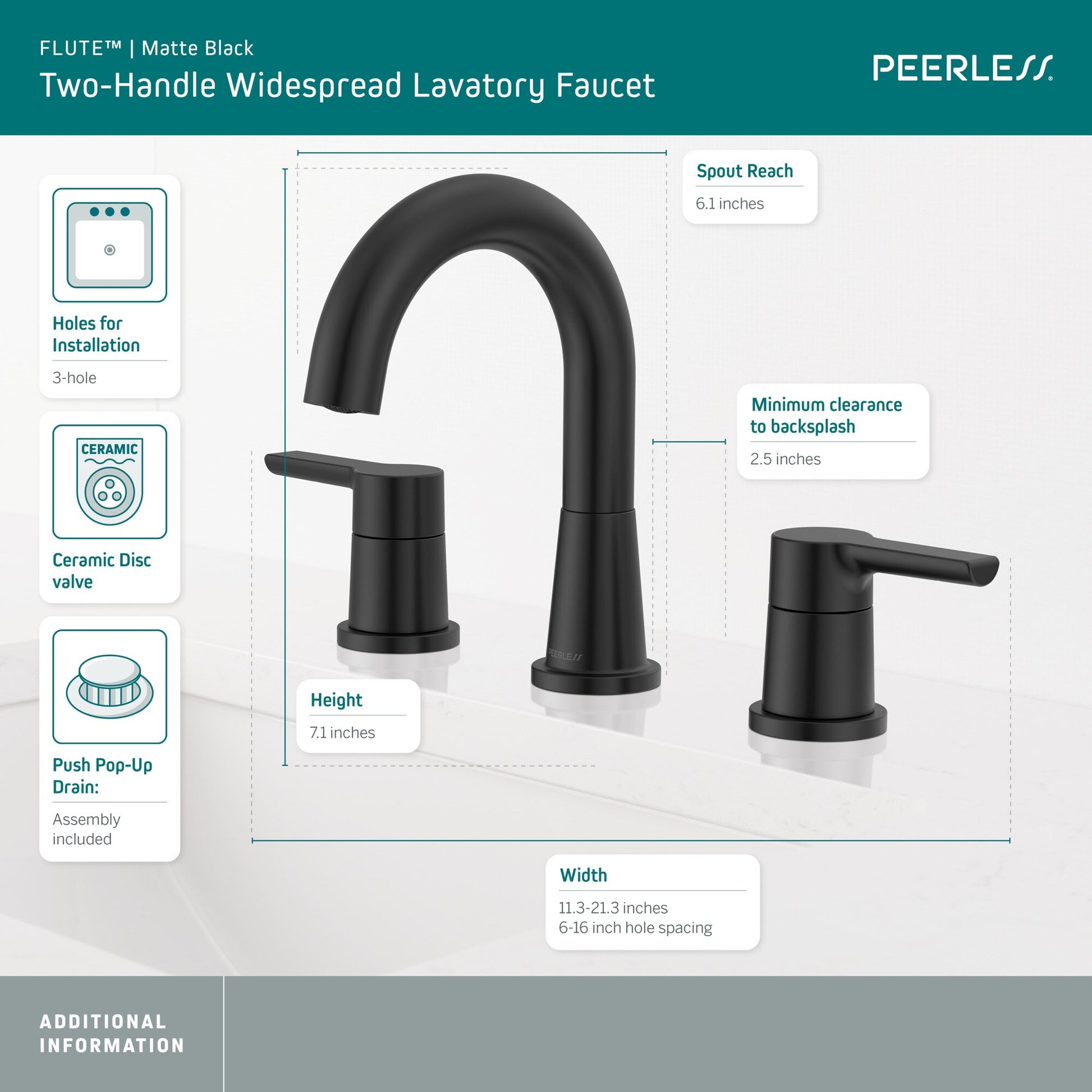 Flute  Single Two Handle Widespread Lavatory Faucet