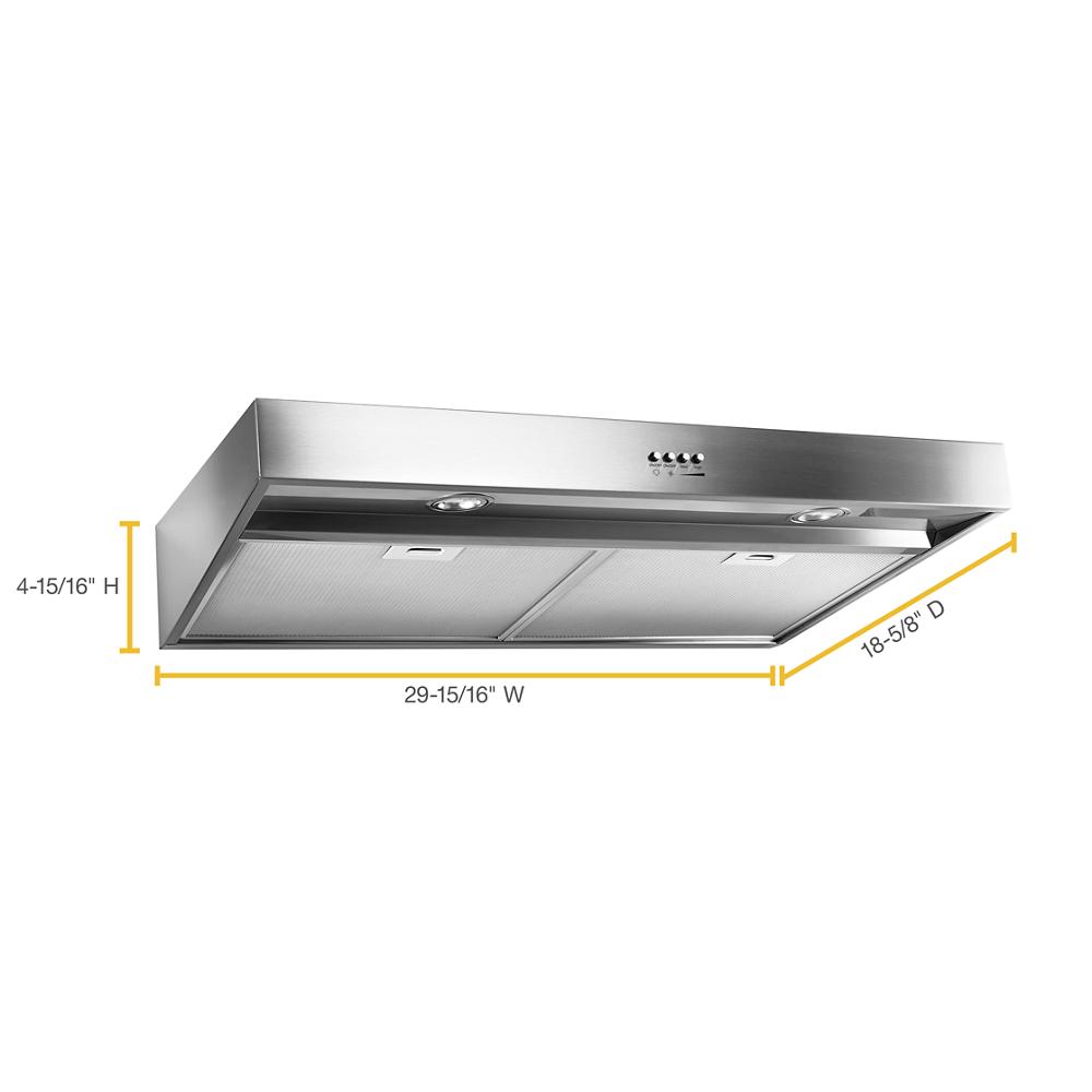 Whirlpool 30-inch Convertible 270-CFM Recirculating Stainless Steel Under Cabinet Range Hood