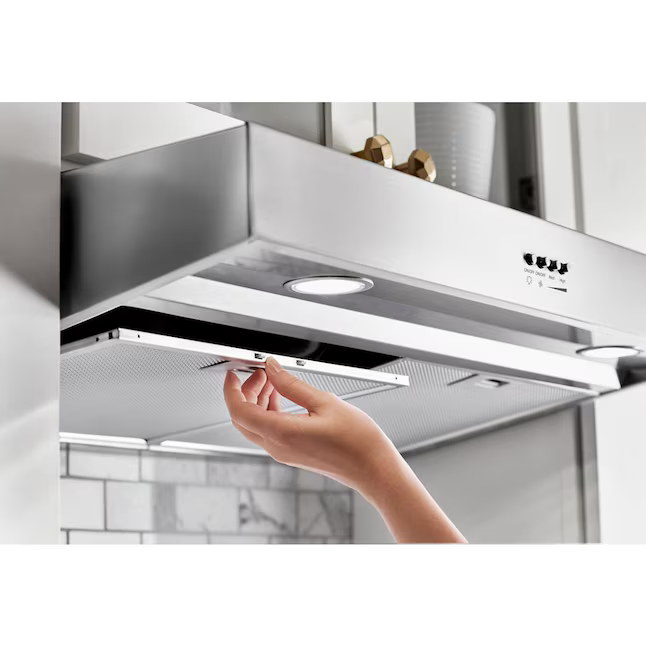 Whirlpool 24-in Convertible 270-CFM Recirculating Stainless Steel Under Cabinet Range Hood with Charcoal Filter, WVU37UC4FS *JR2505, Retail: $479.00, FINAL PRICE: $239.99 + TAX
