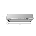 KitchenAid 36-in 600-CFM Convertible Stainless Steel Under Cabinet Range Hoods Undercabinet Mount with Charcoal Filter