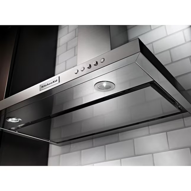 KitchenAid 36-in Convertible 400-CFM Recirculating Stainless Steel Wall-Mounted Range Hood with Charcoal Filter, KVWB406DSS *JR2512, Retail: $1,619.00, FINAL PRICE: $849.99 + TAX