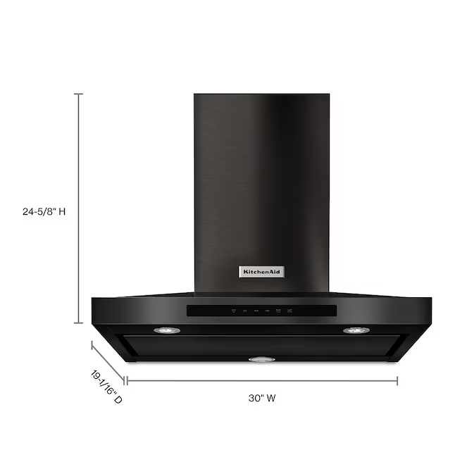 KitchenAid 30-in Convertible 585-CFM Recirculating Black Stainless with PRINTSHIELD Finish Wall-Mounted Range Hood, KVWB600HBS/3 *JR2510, Retail: $2,119.00, FINAL PRICE: $999.99 + TAX
