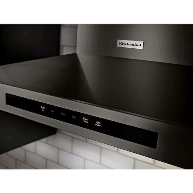 KitchenAid 30-in Convertible 585-CFM Recirculating Black Stainless with PRINTSHIELD Finish Wall-Mounted Range Hood, KVWB600HBS/3 *JR2510, Retail: $2,119.00, FINAL PRICE: $999.99 + TAX
