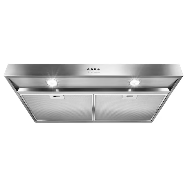 Whirlpool 24-in Convertible 270-CFM Recirculating Stainless Steel Under Cabinet Range Hood with Charcoal Filter, WVU37UC4FS *JR2505, Retail: $479.00, FINAL PRICE: $239.99 + TAX