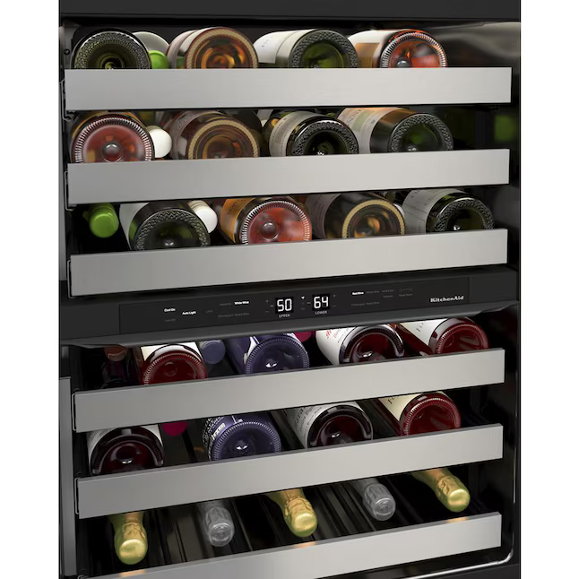 KitchenAid 23.88-in W 46-Bottles Stainless Steel Dual Zone Cooling Built-in Indoor Wine Cooler, KUWR314KSS *JR2510, Retail: $3,299.00, FINAL PRICE: $1,799.99 + TAX