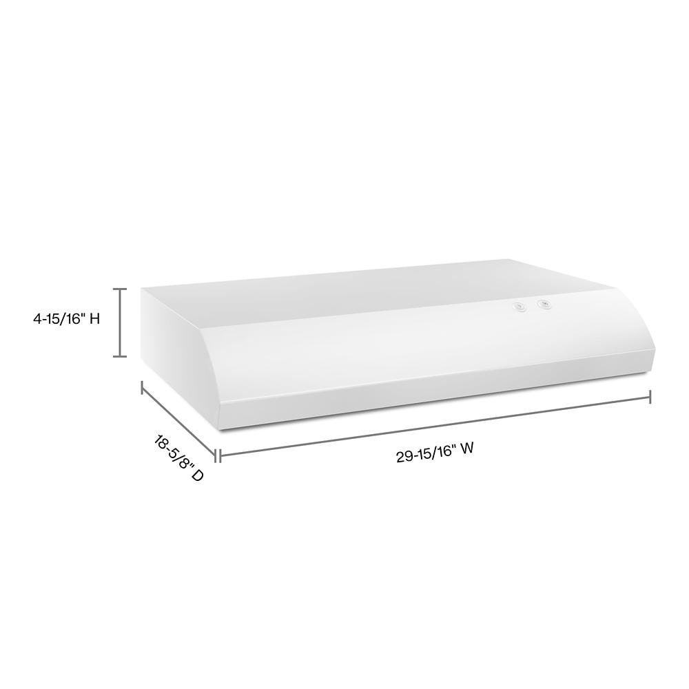 Whirlpool 30 inch Ducted 250-CFM White Under Cabinet Range Hood