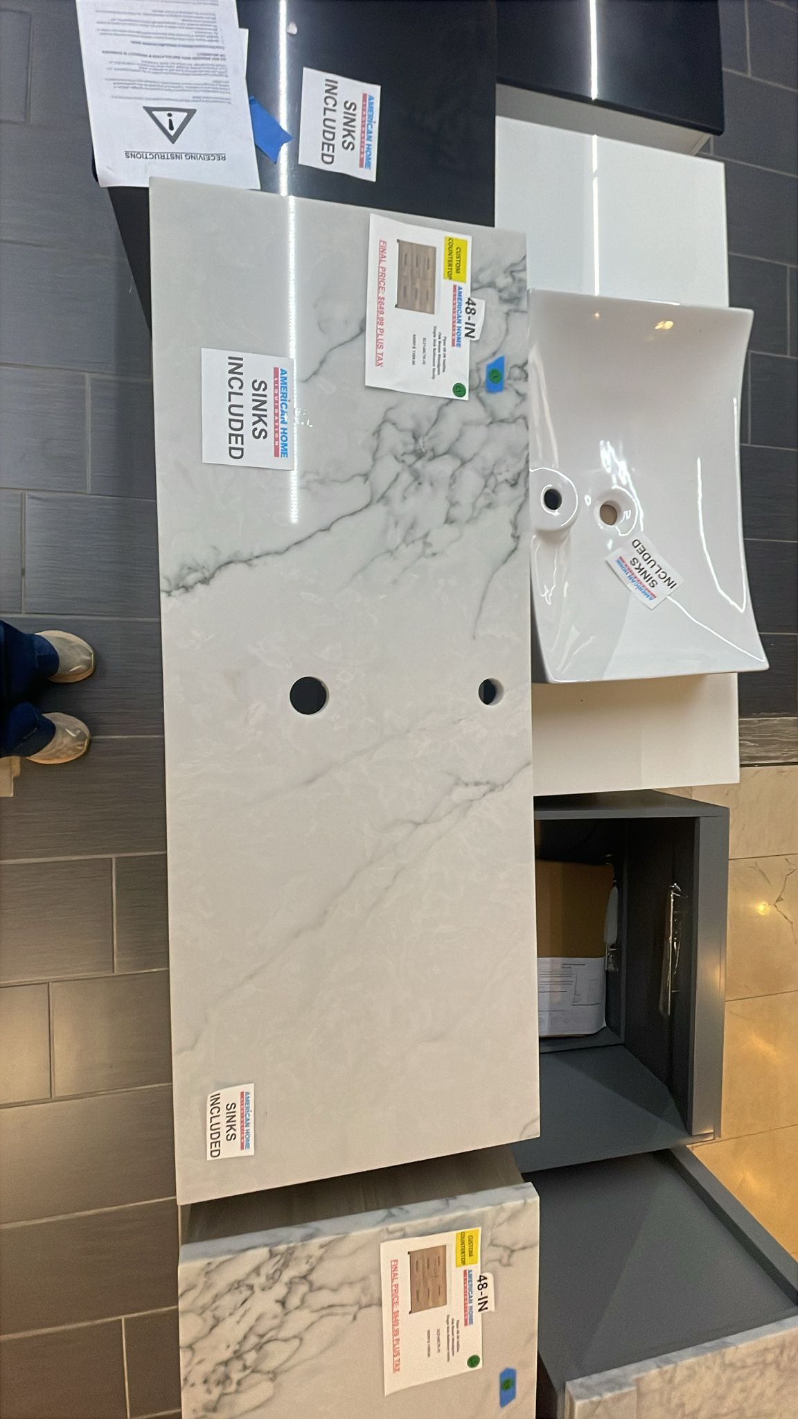 **CUSTOM TOP** Diamond NOW Piper Halifax 48-in Single Sink Bathroom Vanity with Custom Top, EC2148C70-CQTSQ, MSRP: $1,589.00, Final: $649.99, CLEARANCE: $499.99 + Tax