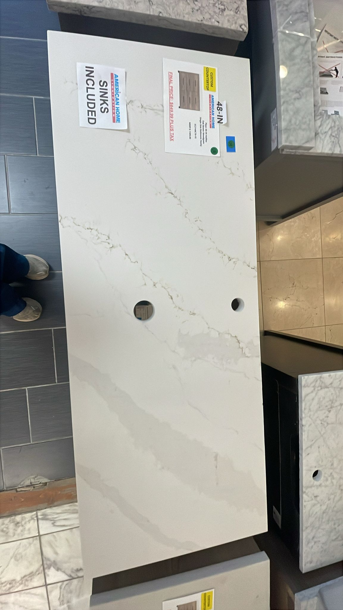 **CUSTOM TOP** Diamond NOW Piper Halifax 48-in Single Sink Bathroom Vanity with Custom Top, EC2148C70-CQTSQ, MSRP: $1,589.00, Final: $649.99, CLEARANCE: $499.99 + Tax