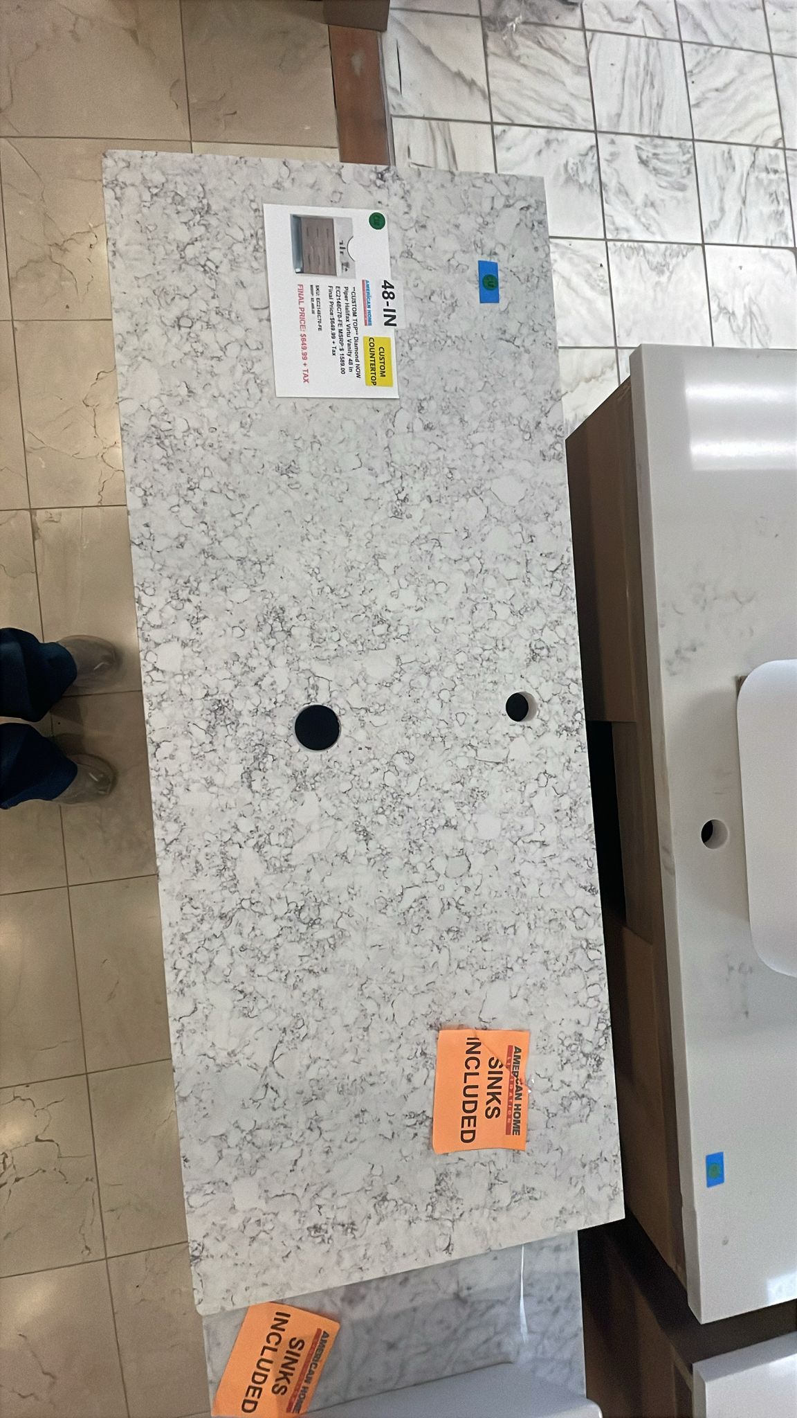 **CUSTOM TOP** Diamond NOW Piper Halifax 48-in Single Sink Bathroom Vanity with Custom Top, EC2148C70-CQTSQ, MSRP: $1,589.00, Final: $649.99, CLEARANCE: $499.99 + Tax