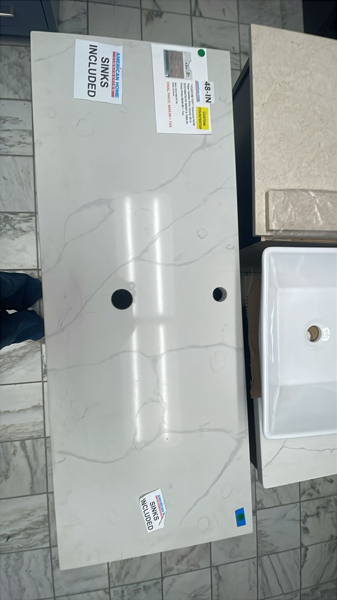 **CUSTOM TOP** Diamond NOW Piper Halifax 48-in Single Sink Bathroom Vanity with Custom Top, EC2148C70-CQTSQ, MSRP: $1,589.00, Final: $649.99, CLEARANCE: $499.99 + Tax