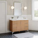 Summit Lane Bates 48-in Light Oak Single Sink Bathroom Vanity with White Lightly Veined Quartz Top, SL48BTV, [FB228], MSRP: $2,109.00, Final Price: $749.99 + Tax ** ASSEMBLY REQUIRED **