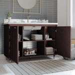 ** ASSEMBLY REQUIRED ** Summit Lane Esterhaus 48-in Brown Undermount Single Sink Bathroom Vanity with White Lightly Veined Quartz Top, SL48EHV, [FB237], MSRP: $1,849.00, Final Price: $749.99 + Tax