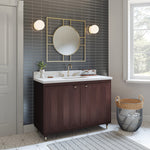 ** ASSEMBLY REQUIRED ** Summit Lane Esterhaus 48-in Brown Undermount Single Sink Bathroom Vanity with White Lightly Veined Quartz Top, SL48EHV, [FB237], MSRP: $1,849.00, Final Price: $749.99 + Tax