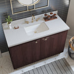 ** ASSEMBLY REQUIRED ** Summit Lane Esterhaus 48-in Brown Undermount Single Sink Bathroom Vanity with White Lightly Veined Quartz Top, SL48EHV, [FB237], MSRP: $1,849.00, Final Price: $749.99 + Tax