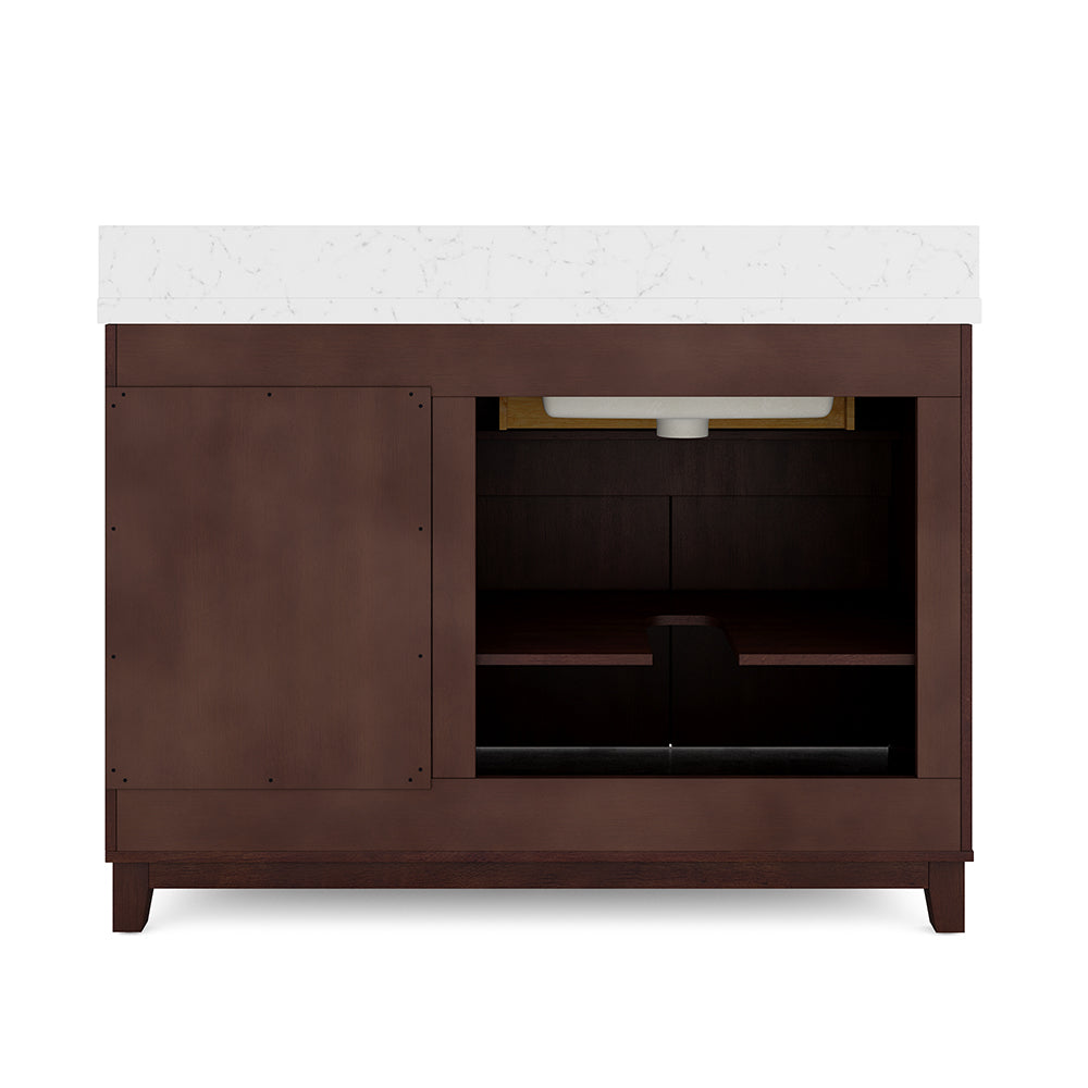 Summit Lane Flaherty 48-in Espresso Undermount Single Sink Bathroom Vanity with White Lightly Veined Quartz Top, SL48FLV, [FB241], MSRP: $2,099.00, Final Price: $749.99 + Tax