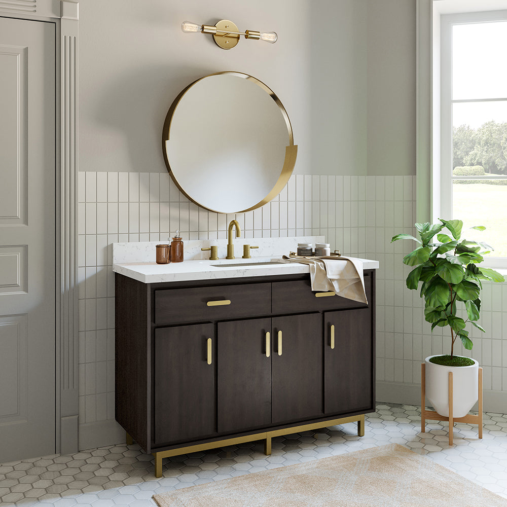 Summit Lane Fletcher 48-in Charcoal Undermount Single Sink Bathroom Vanity with White Lightly Veined Quartz Top, SL48FCV, [FB243], MSRP: $2,409.00, Final Price: $749.99 + Tax