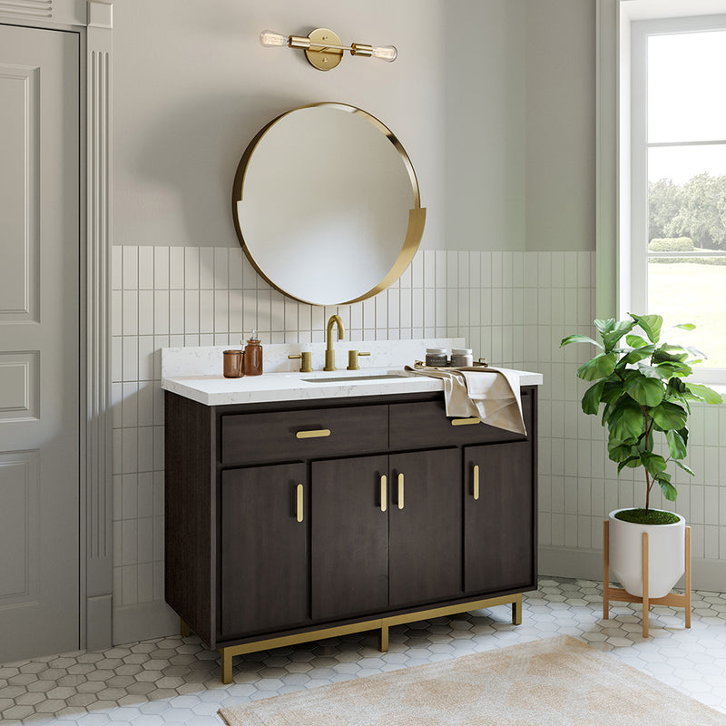 Summit Lane Fletcher 48-in Charcoal Undermount Single Sink Bathroom Vanity with White Lightly Veined Quartz Top, SL48FCV, [FB243], MSRP: $2,409.00, Final Price: $749.99 + Tax