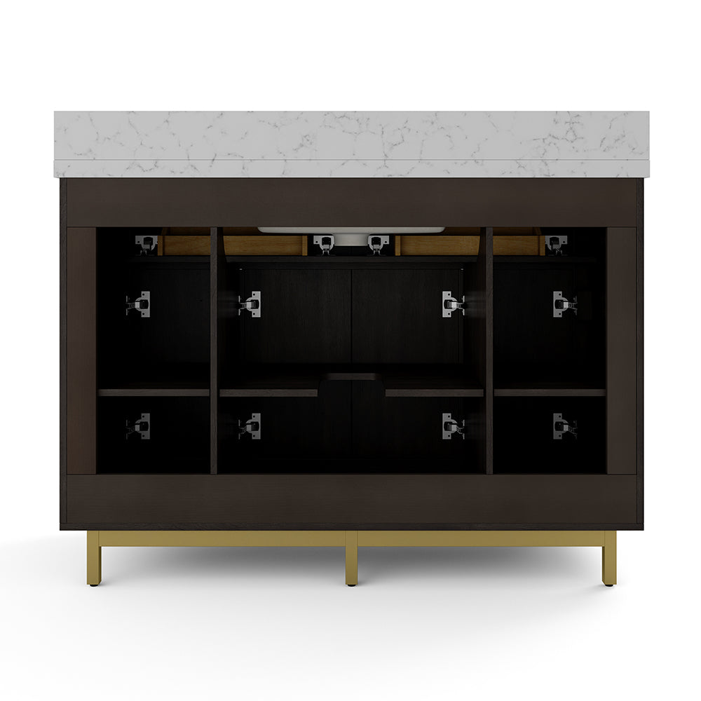 Summit Lane Fletcher 48-in Charcoal Undermount Single Sink Bathroom Vanity with White Lightly Veined Quartz Top, SL48FCV, [FB243], MSRP: $2,409.00, Final Price: $749.99 + Tax
