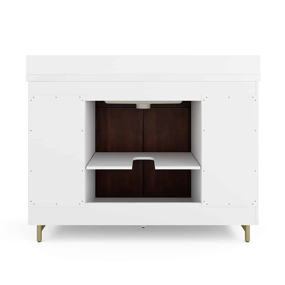 Summit Lane Larue 48-in Bright White/Cherry Undermount Single Sink Bathroom Vanity with White Quartz Top, SL48LRV, [FB247], MSRP: $2,199.00, Final Price: $749.99 + Tax