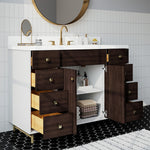 Summit Lane Larue 48-in Bright White/Cherry Undermount Single Sink Bathroom Vanity with White Quartz Top, SL48LRV, [FB247], MSRP: $2,199.00, Final Price: $749.99 + Tax
