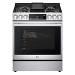 LG STUDIO InstaView 30-in Standard 5 Burners Self-cleaning Air Fry Convection Oven Freestanding Smart Dual Fuel Range (Stainless Steel)
