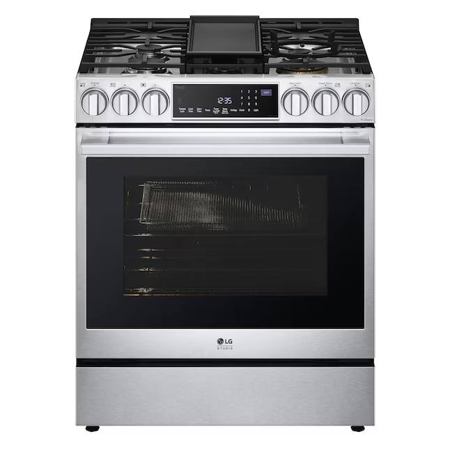LG STUDIO InstaView 30-in Standard 5 Burners Self-cleaning Air Fry Convection Oven Freestanding Smart Dual Fuel Range (Stainless Steel)