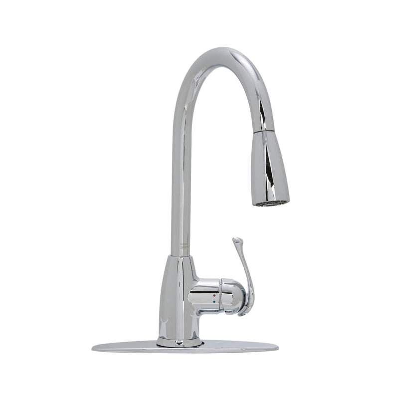Project Source Tucker Chrome Single Handle Deck-mount Pull-down Kitchen Faucet with Sprayer (Includes Deck Plate
