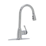 Project Source Tucker Chrome Single Handle Deck-mount Pull-down Kitchen Faucet with Sprayer (Includes Deck Plate