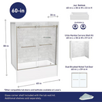 MAAX Utile 60-in L x 30-in W x 60-in H Marble Carrara 3-Piece Direct to Stud Bathtub Back Wall Panel, 103424-307-508-800  #805771 *JR2509, Retail: $2,040.00, FINAL PRICE: $799.99 + TAX