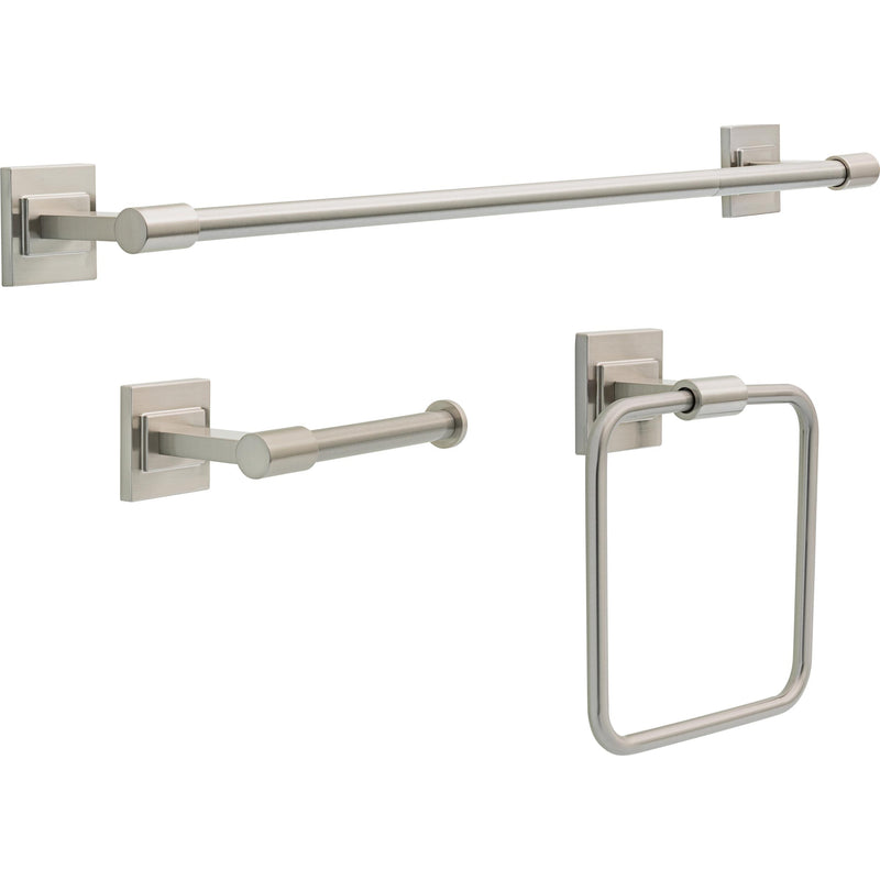 Delta 3 -Piece Mclaren Spotshield Brushed Nickel Decorative Bathroom Hardware Set Towel Bar, Toilet Paper Holder, Towel Ring Included
