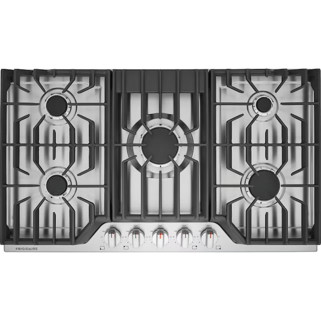 Frigidaire 36-in 5 burners Stainless Steel Gas Cooktop, FCCG3627AS *JR2508, Retail: $1,099.00, FINAL PRICE: $579.99 + TAX