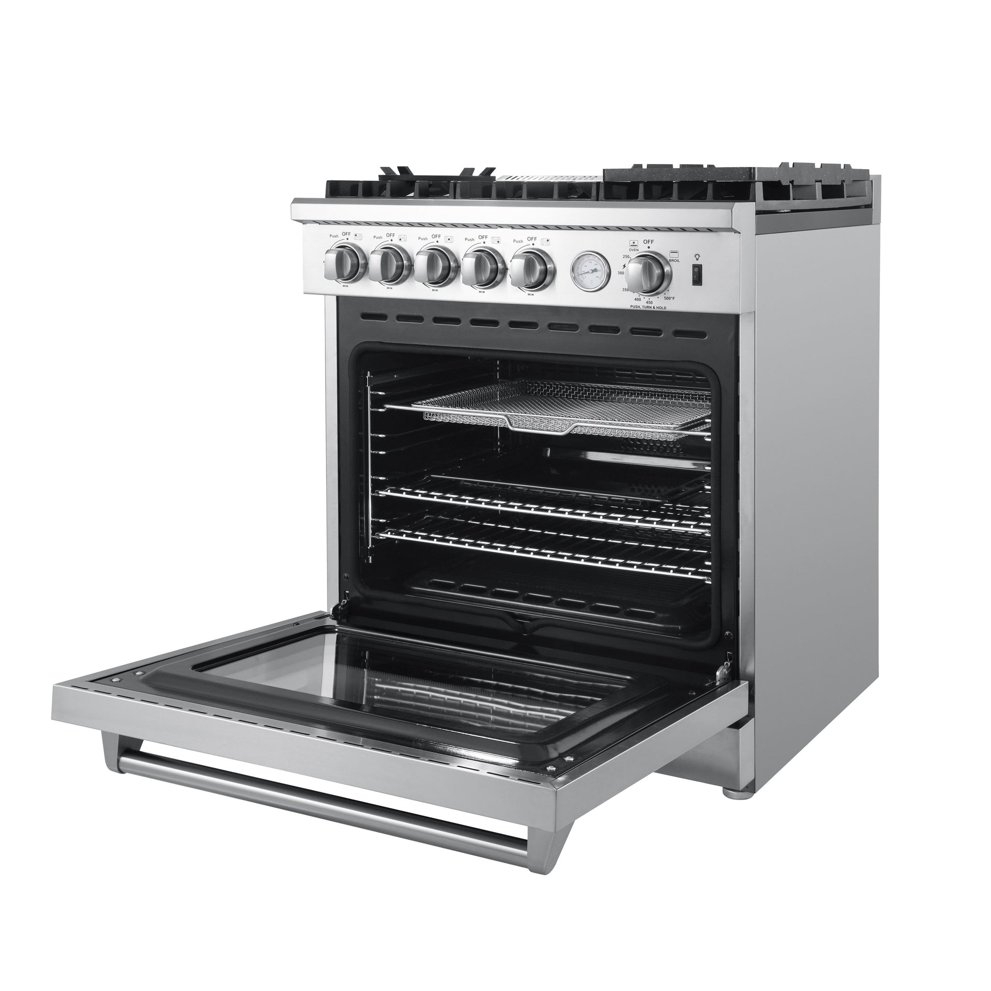 FORNO Lazio 30-in 5 burners 4.32-cu ft Air Fry Convection Oven Freestanding Natural Gas Range ( Stainless steel )
