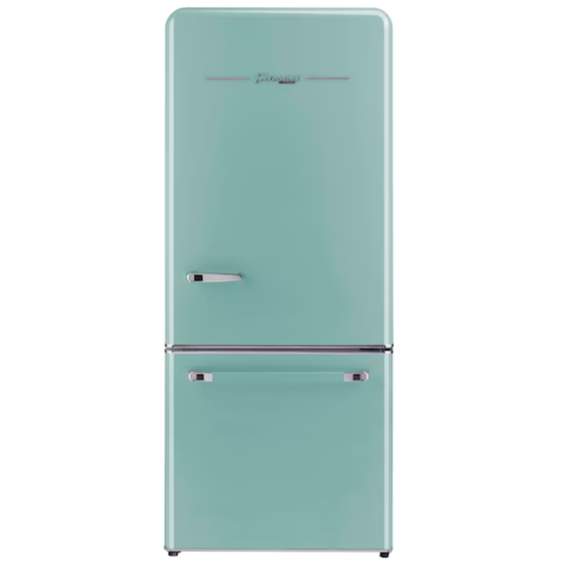 UNIQUE Classic Retro 17.7-cu ft Counter-Depth Bottom-Freezer Refrigerator with Ice Maker (Ocean Mist Turquoise) ENERGY STAR, [FB196], Final: $1,999.99, CLEARANCE: $1,599.99 + TAX
